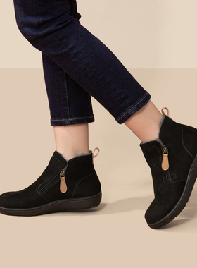 时尚雪地靴子女冬新款加绒保暖妈妈鞋日系轻便软底中老年棉鞋1134