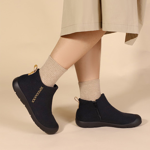短靴冬款 平底防滑靴子女休闲软底中老年鞋 1095 妈妈鞋 轻便舒适女鞋