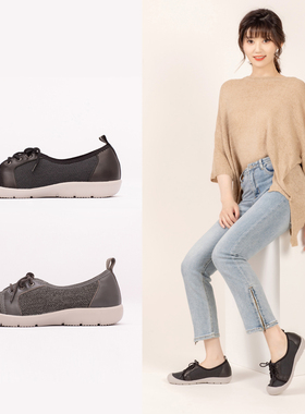 软底妈妈鞋子女春秋款休闲轻便一脚蹬懒人鞋真皮防滑女士单鞋1005