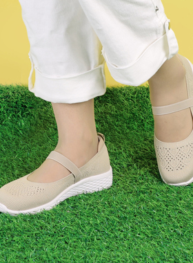 舒适休闲鞋女轻便防滑妈妈鞋网状透气中老年女鞋低跟单鞋春款1119