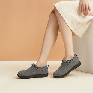 加绒雪地靴女款冬季防滑保暖棉鞋舒适休闲妈妈鞋日系轻便短靴1070