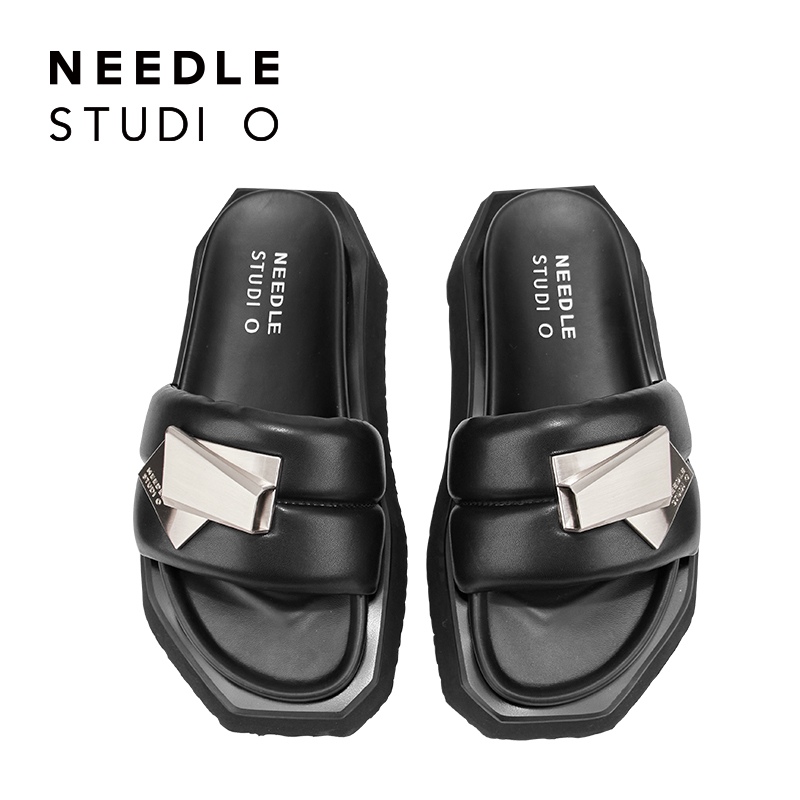 needle设计师品牌【工作室系列】折纸扣泡棉厚底鞋外穿轻便拖鞋