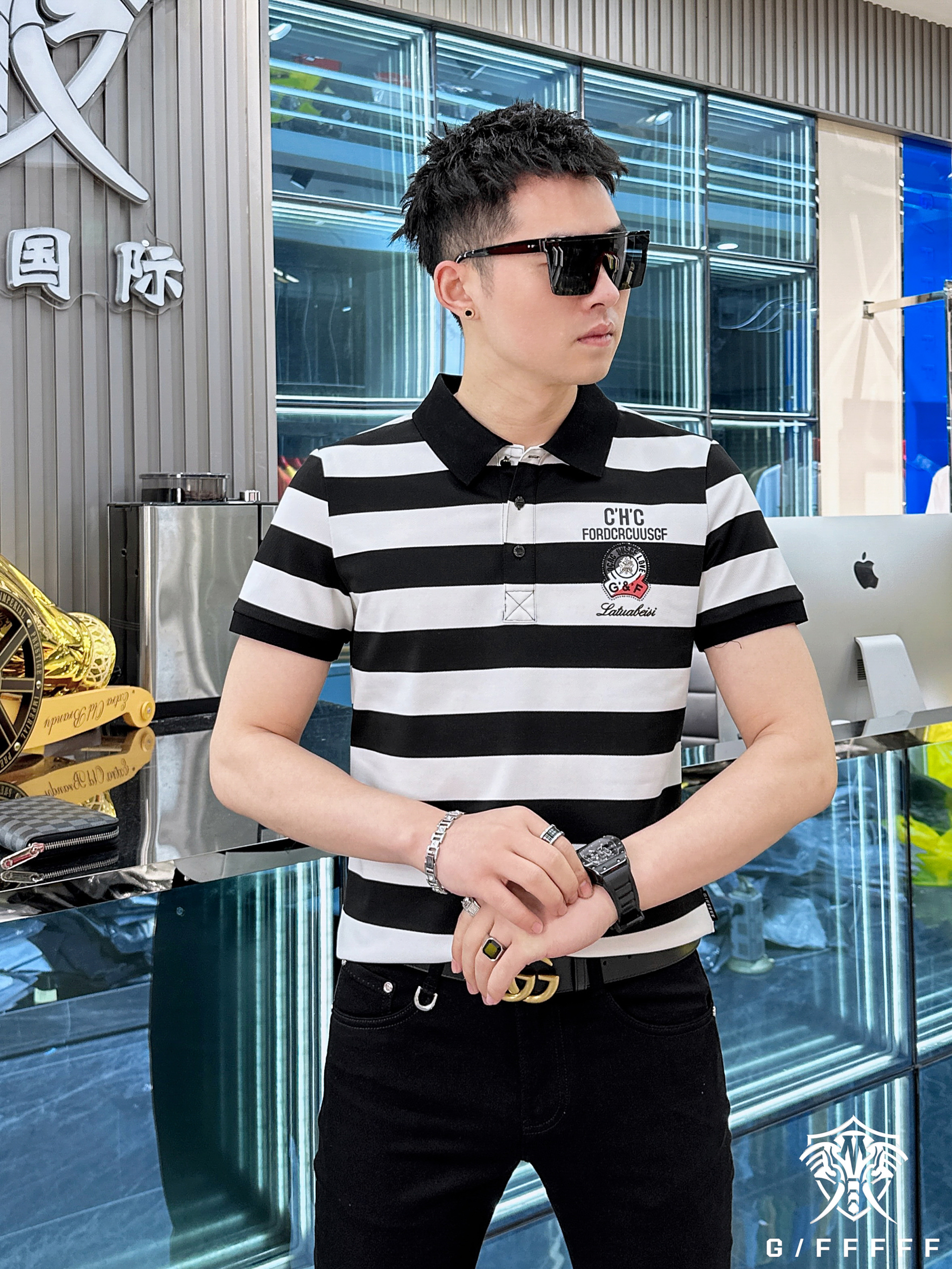 欧货翻领流行夏季薄款短袖t恤男Polo衫