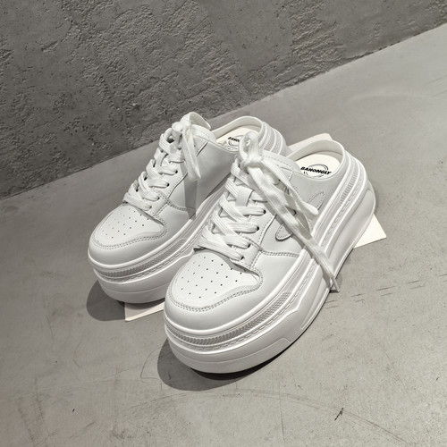 栢香妮真皮厚底包头半拖鞋女