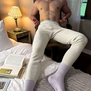 棉质弹力紧身中腰青年防寒锁温打底裤 男生秋冬加绒加厚保暖裤 秋裤