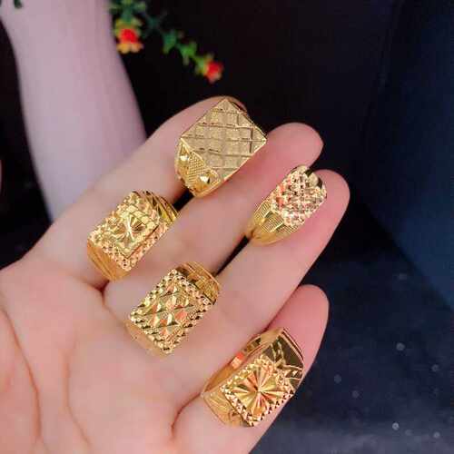 不掉色时尚男士戒指黄铜沙金霸气