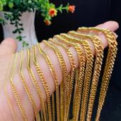 越南沙金款 老板链古巴侧身素链项链锁骨链加长60毛衣链黄铜镀金