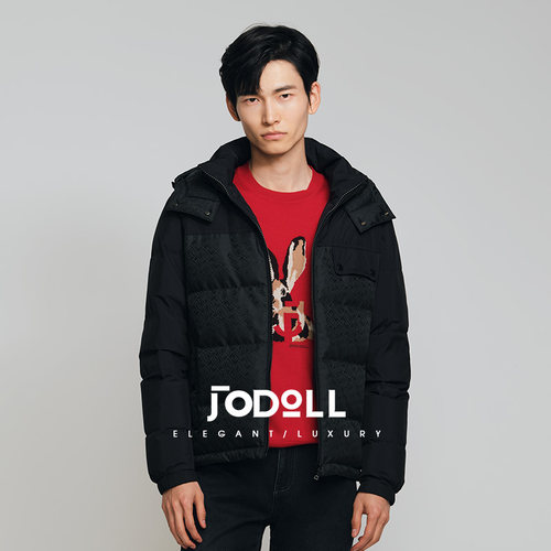 JODOLL连帽潮流短裤羽绒服保暖