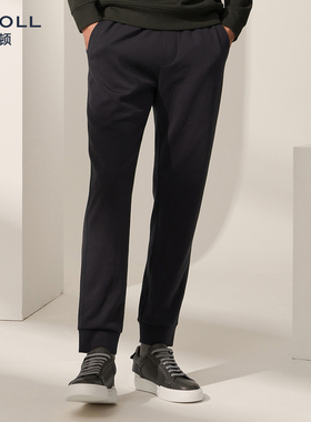 【不易起球】乔顿休闲裤男松紧腰黑色25年秋冬日常运动长裤含羊绒