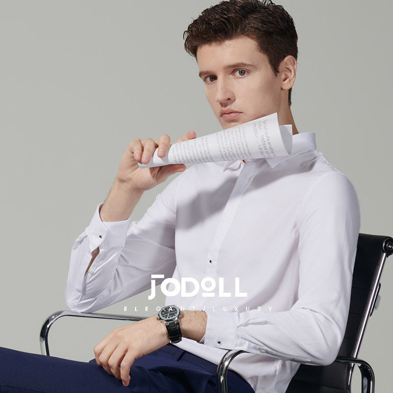 【舒适品质】乔顿男士长袖衬衫商务正装结婚新郎修身白色衬衣春季