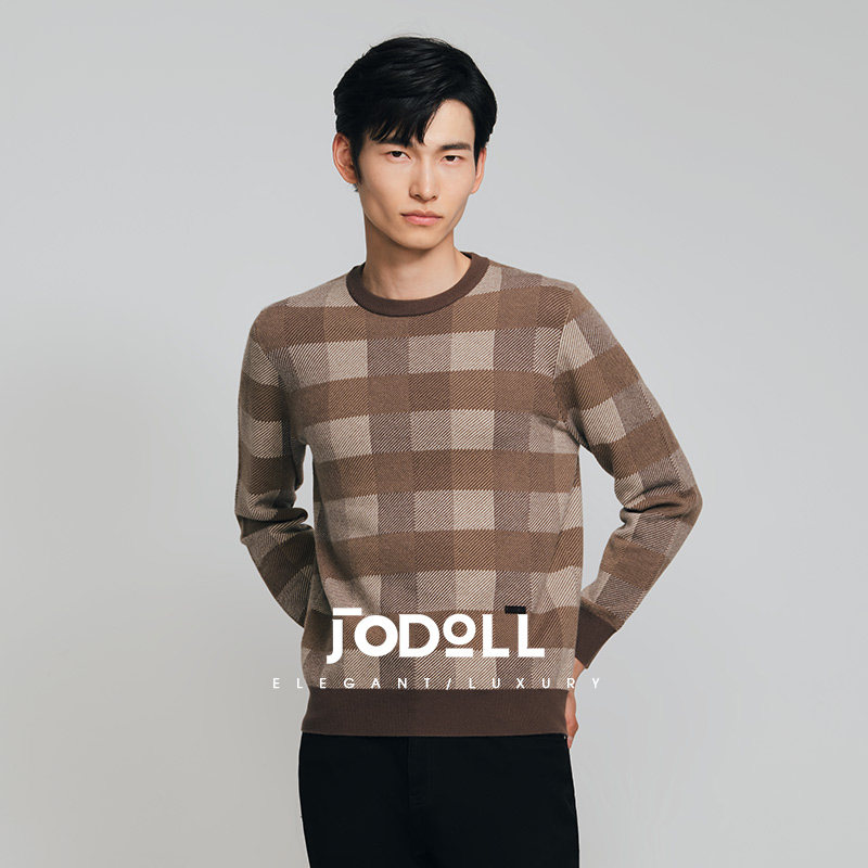 JODOLL休闲绵羊毛圆领羊毛衫舒适