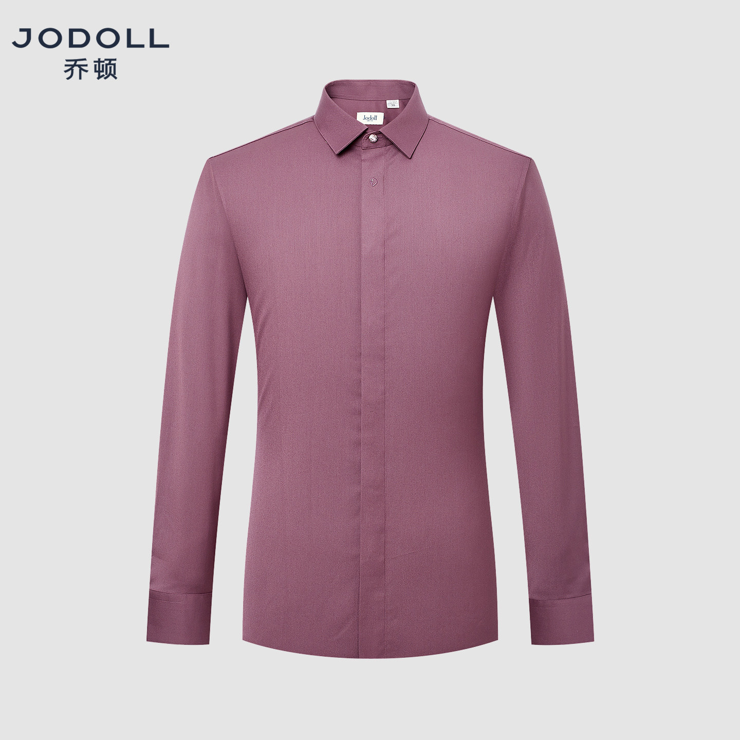 JODOLL乔顿男士衬衫挺括有型25年秋冬新款正装舒适紫色长袖衬