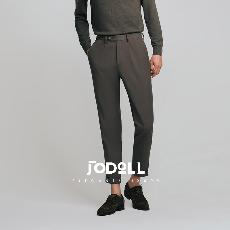 JODOLL乔顿单西裤男士韩版潮流休闲灰绿色青年直筒长裤子