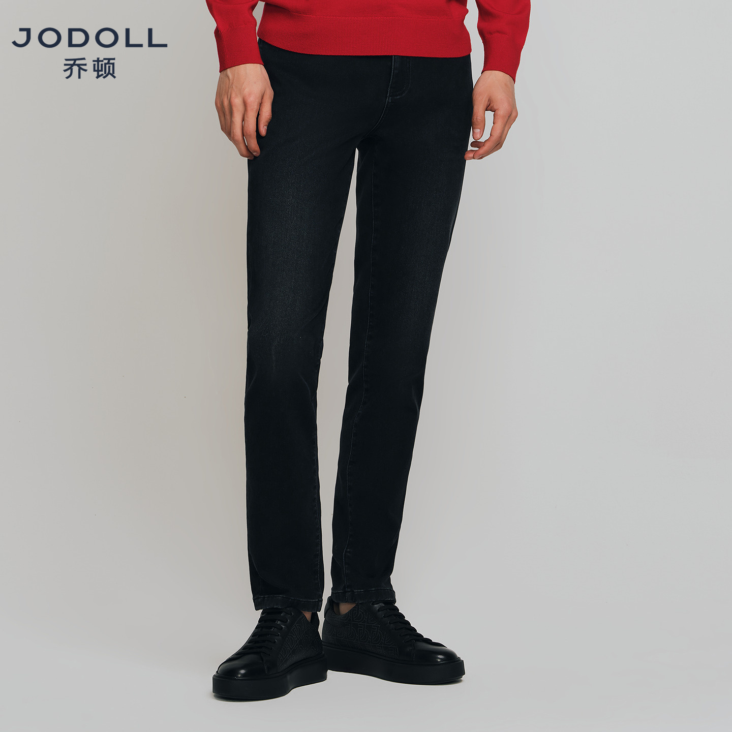 乔顿士修身休闲复古黑灰色牛仔裤
