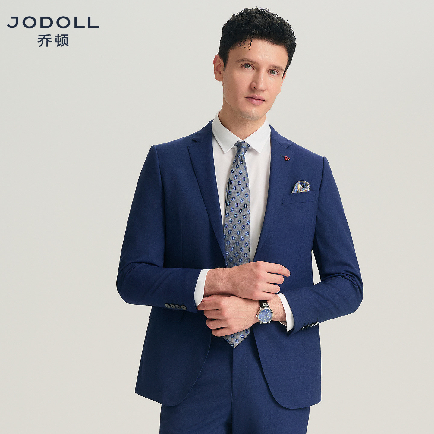 JODOLL乔顿秋冬西服套装上衣男士商务休闲修身绵羊毛西装