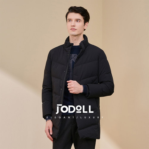 白鸭绒中长款羽绒服乔顿立领休闲