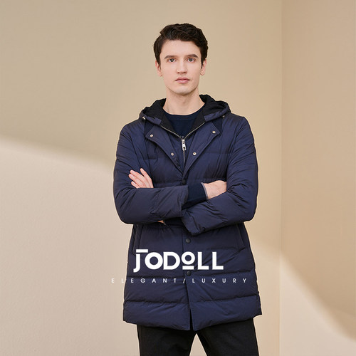 保暖休闲中长款羽绒服JODOLL连帽