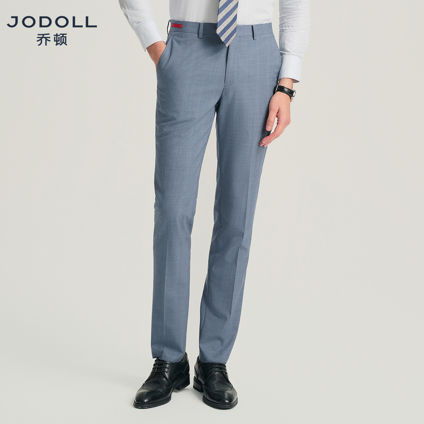 JODOLL商务修身长裤暗格纹西裤
