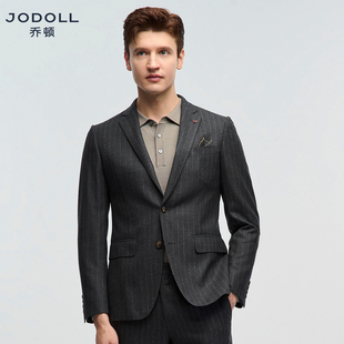 JODOLL乔顿设计感潮流时尚 外套商务休闲羊毛竖条纹西服上衣 男西装