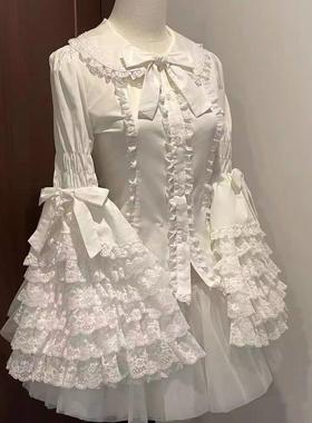 蕾丝doll感原创lolita姬袖Lolita衬衫内搭黑白长袖外穿百搭洛丽塔