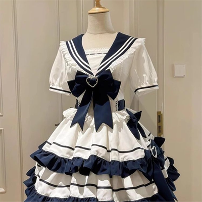 洛丽塔可爱夏日海军风连衣裙