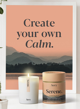 Aery英国玻璃杯冥想系列香薰蜡烛家用室内香氛植物精油无烟大豆蜡