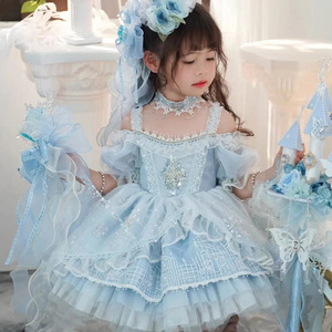 女童爱沙裙子夏款儿童迪斯尼洛丽塔公主裙女宝露肩连衣裙生日礼服