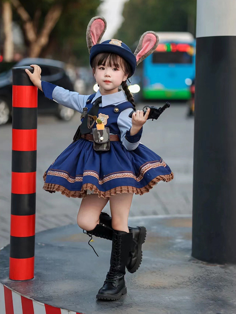 儿童兔子警官衣服女童疯狂朱迪cos连衣裙动物城洛丽塔女孩公主裙