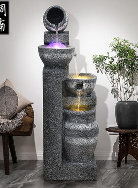 水调江南家居简约喷泉招财景观摆设客厅落地陶罐水景装饰品摆件