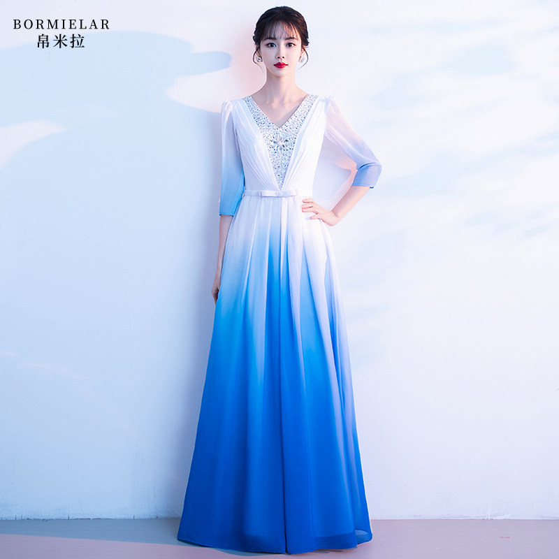 大合唱团演出服女长裙2026新款中老年演出服礼仪小姐礼服大码2551图片