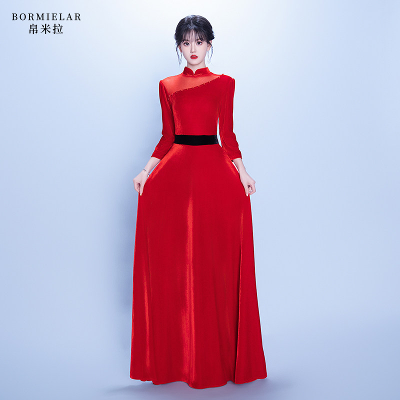 大红色大合唱演出服女长裙成人2026新款艺唱表演气质中国风民族舞