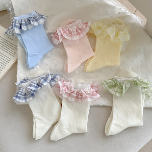 薄款 森系复古蕾丝花边袜子女夏季 日系jk少女中筒袜ins学院风长袜