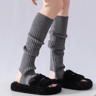 白色叠穿堆堆袜套女秋冬加厚保暖踩脚腿套韩系穿搭配靴子显瘦长袜