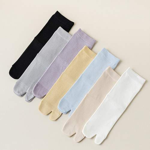 女士棉质纯色两指袜木屐袜分趾袜
