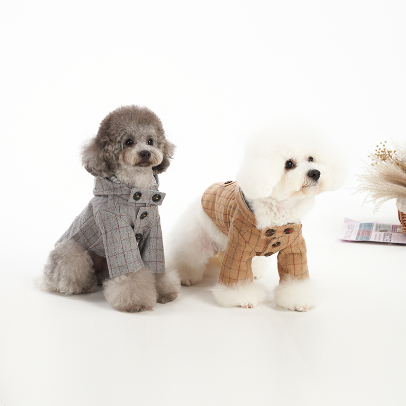 Sniff宠物狗狗猫咪秋冬装学院风羊毛呢大衣泰迪比熊中小型犬衣服