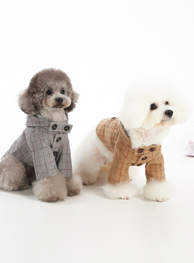 Sniff宠物狗狗猫咪秋冬装学院风羊毛呢大衣泰迪比熊中小型犬衣服