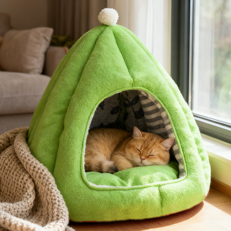 猫窝冬加厚封闭式狗窝小型犬睡袋猫咪安全感睡觉窝四季通用南瓜窝
