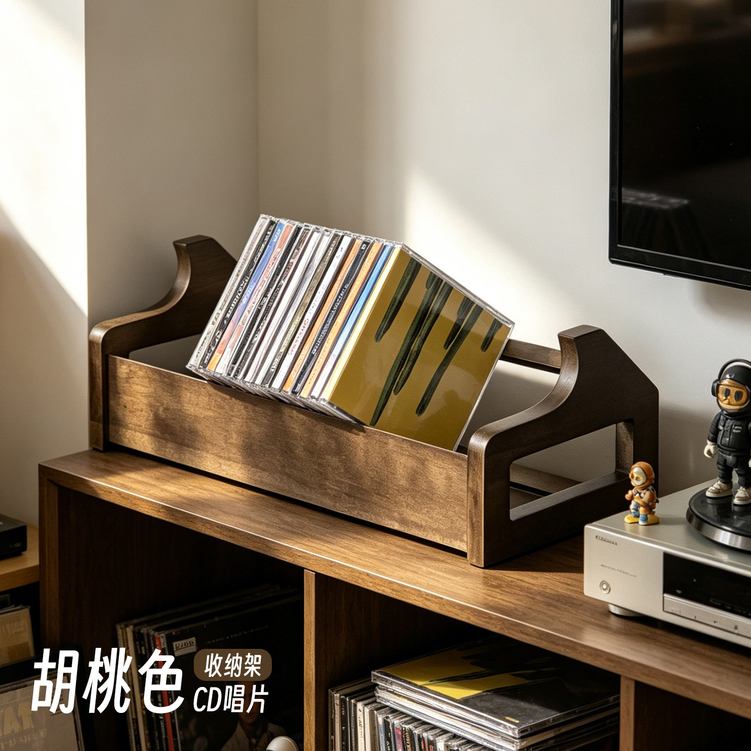 实木CD收纳架桌面蓝光碟唱片展示架HiFi发烧友音乐专辑收藏置物架