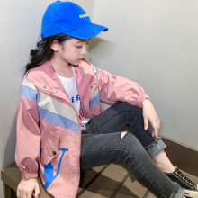 韩版 洋气网红儿童小女孩中长款 夹克春秋风衣 女童外套2019新款 秋装