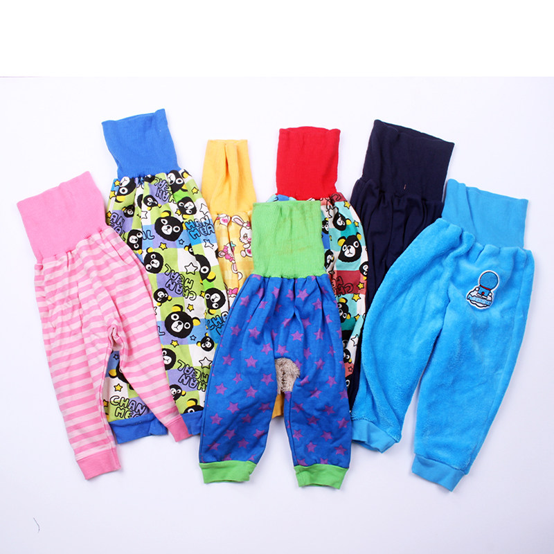 日本原单出口剩余男女宝宝纯棉空气棉护腰裤子保暖睡裤