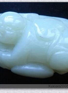 收藏精品和田白把件生贵子证书