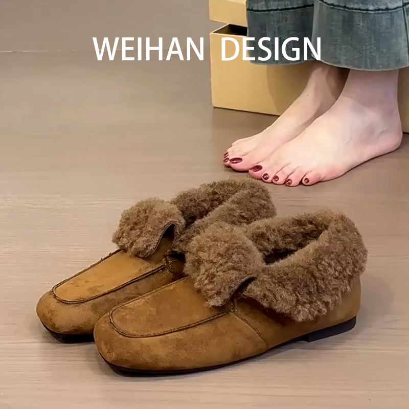 羊皮版复古加绒乐福鞋