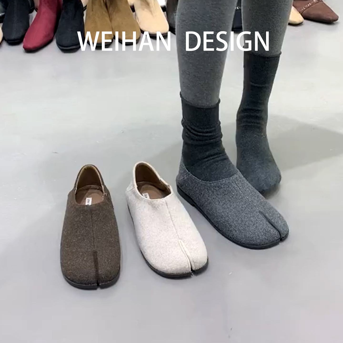 羊皮版！平底绒面分趾鞋