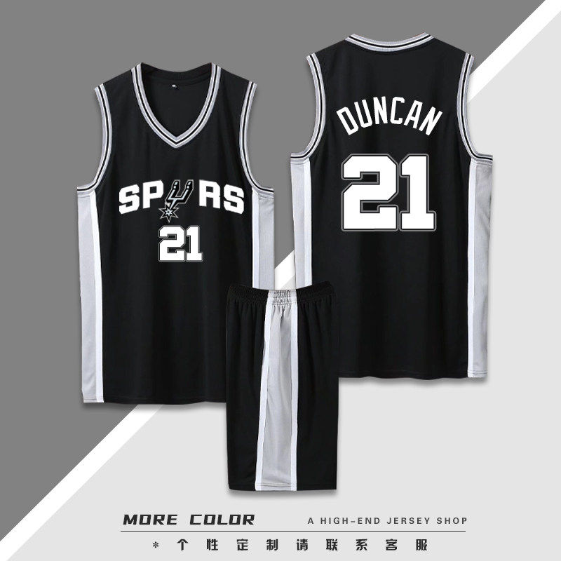 邓肯21号球衣马刺队文班亚马帕克吉诺比利男女比赛篮球服套装定制