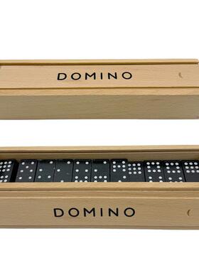 Domino高端榉木盒多米诺牌九木质桌游教具55片木制骨牌黑色九骨牌