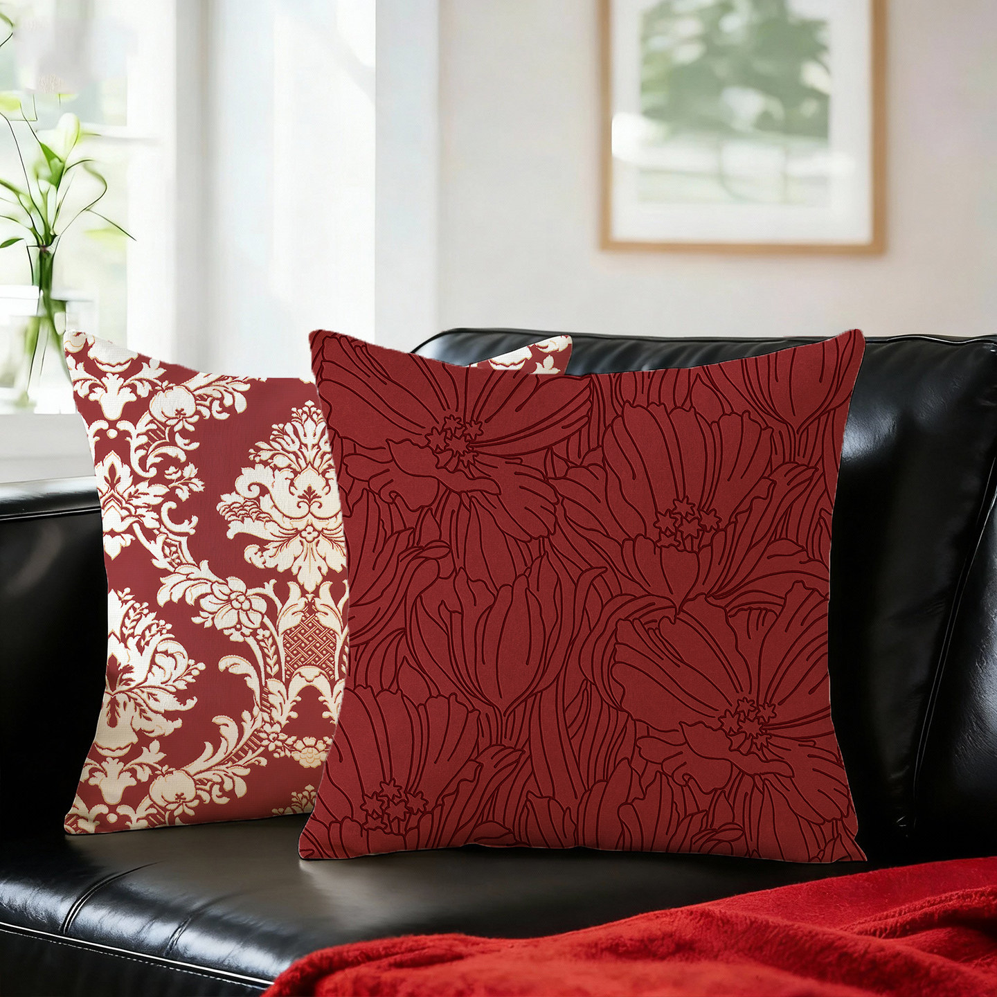 2026新年红色喜庆氛围装饰棉麻双面抱枕靠垫床头沙发装饰枕套腰垫,居家布艺,靠垫/抱枕,淘宝优惠券,粉丝福利购,淘宝优惠卷