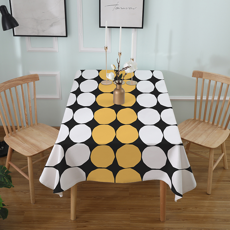 几何圆圈防烫桌布布艺植物圆桌