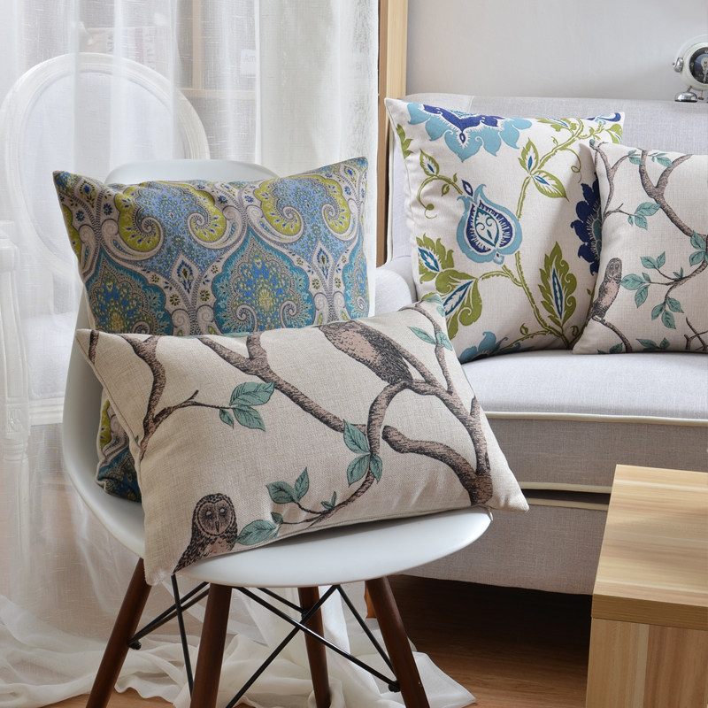 松果屋古典乡村棉麻质感汽车抱枕