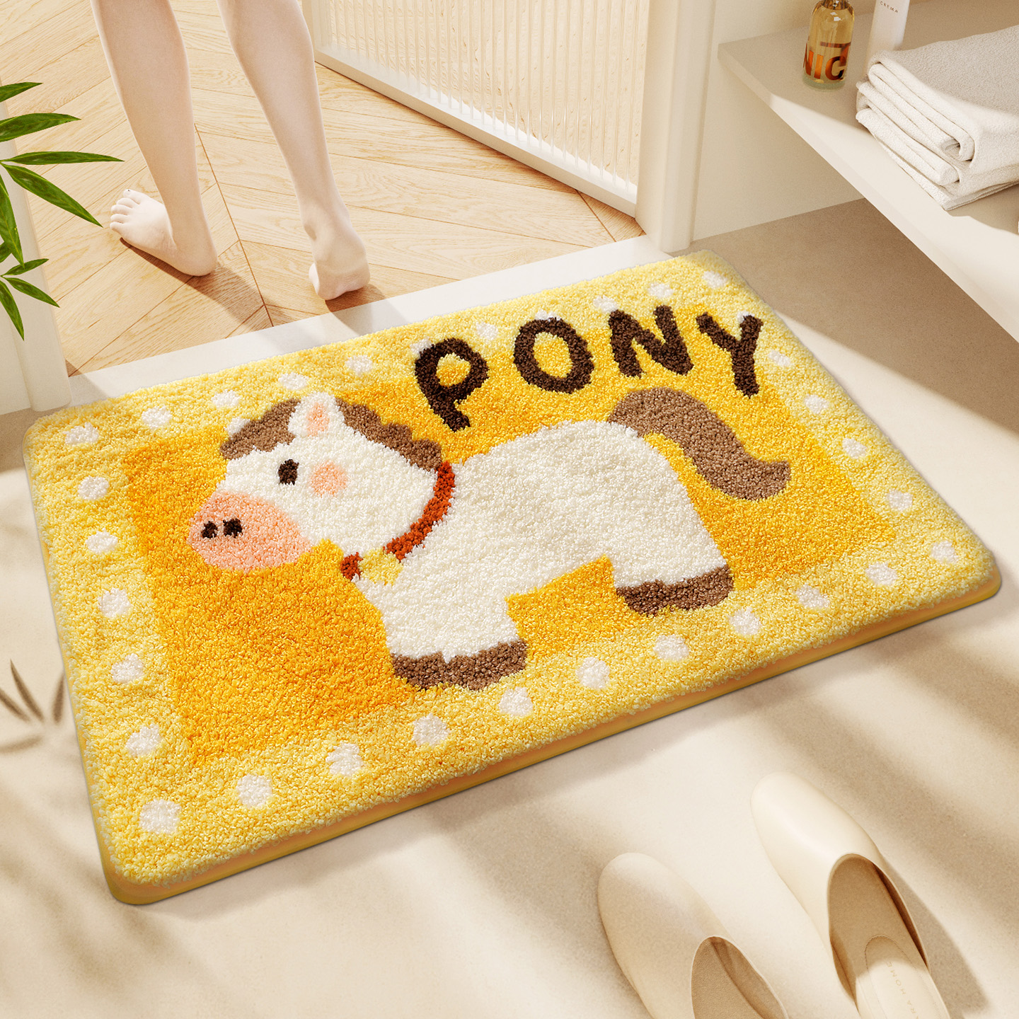 大江浴室地垫植绒卡通可爱脚垫