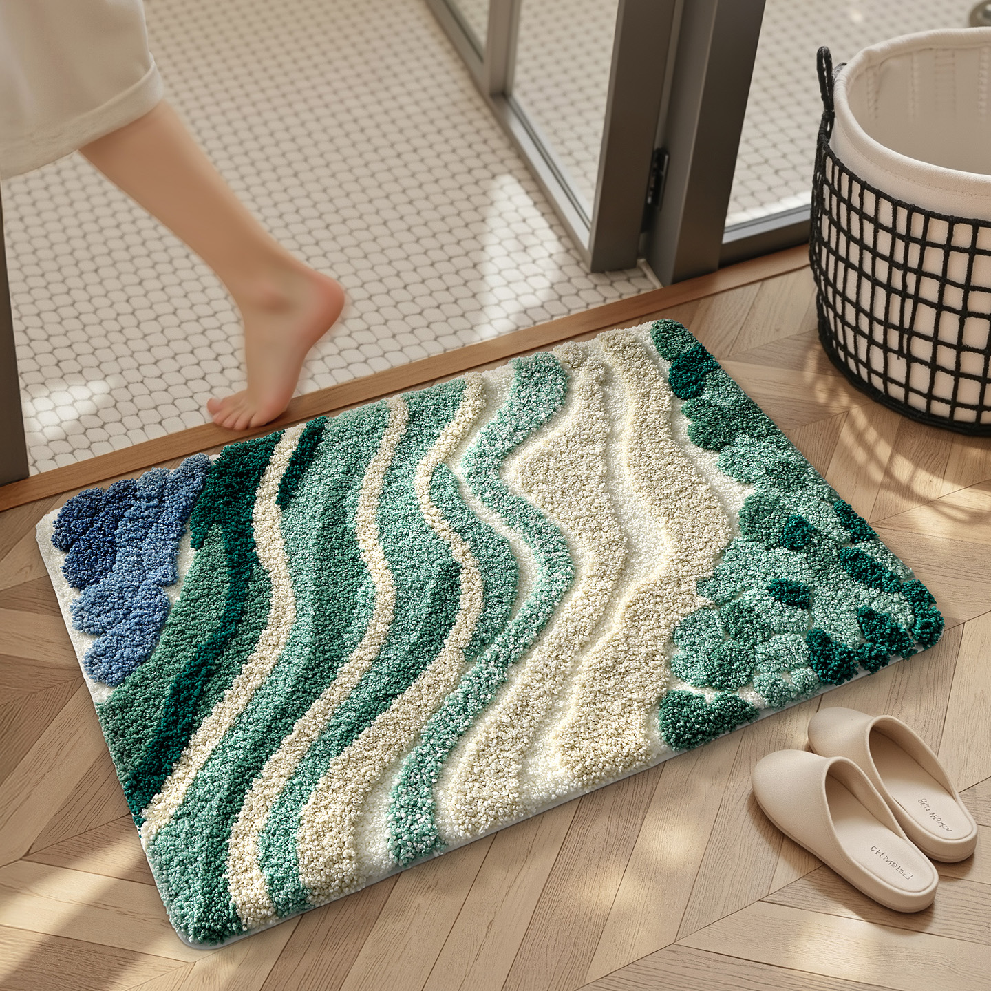 大江简约加厚植绒浴室吸水地垫